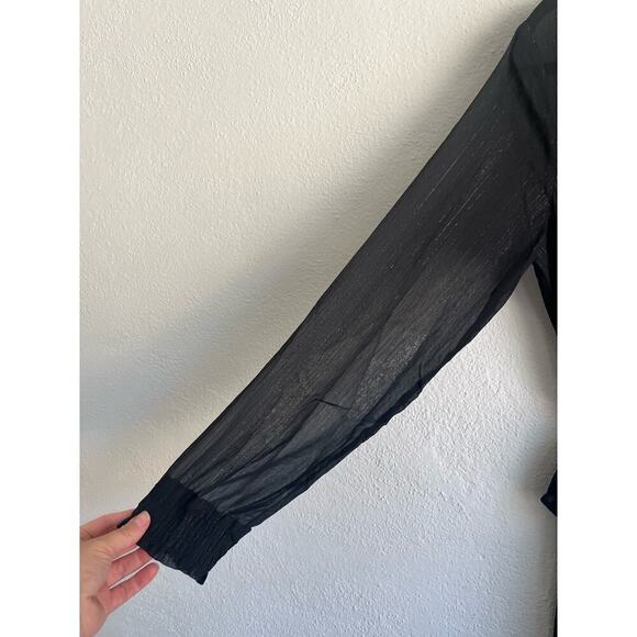 Anthropologie Endless Rose Woman Black Sheer Long Sleeve Tie Front Maxi … - Picture 5 of 11